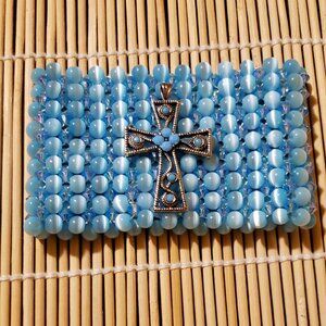 Turquiose Bracelet & Cross Charm Set